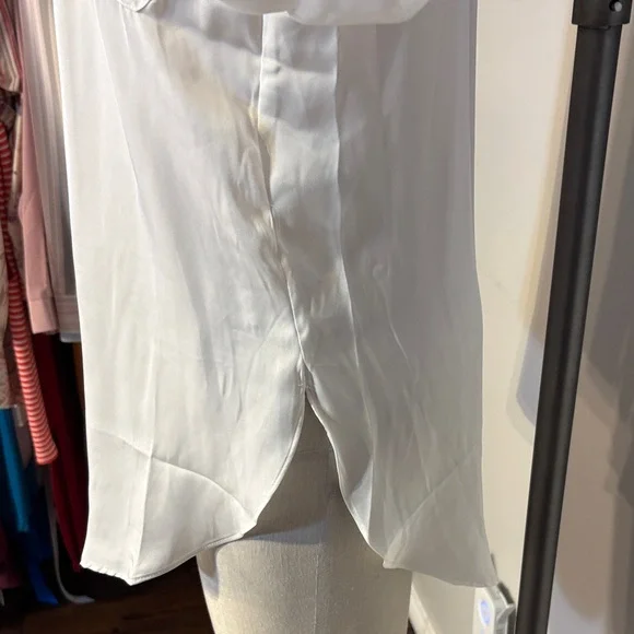 White Satin Button-Up Shirt oversized NWT - Picture 4 of 8